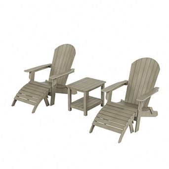 Westintrends 5 pc Hips Outdoor/patio Folding Adirondack Chair With Folding Ottoman And Side Table