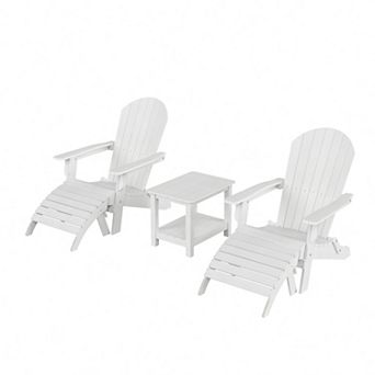 Westintrends 5 pc Hips Outdoor/patio Folding Adirondack Chair With Folding Ottoman And Side Table