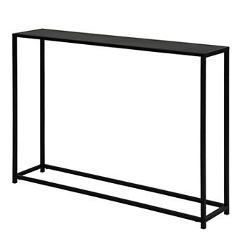 Eme 38 Inch Console Sofa Table, Rectangular Top, Modern Black Metal Frame