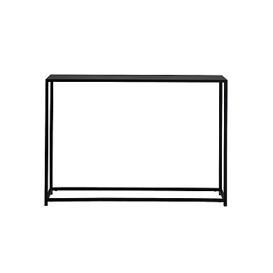 Eme 38 Inch Console Sofa Table, Rectangular Top, Modern Black Metal Frame