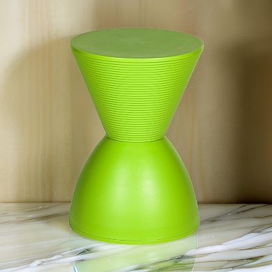 Hillary 17 Inch Patio Stool Table, Indoor Outdoor, Hourglass Design, Green