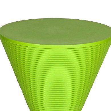 Hillary 17 Inch Patio Stool Table, Indoor Outdoor, Hourglass Design, Green