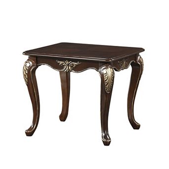 Croy 28 Inch Side End Table, Classic Cabriole Legs, Dark Cherry Brown