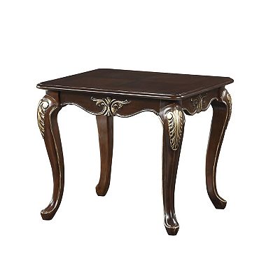 Croy 28 Inch Side End Table, Classic Cabriole Legs, Dark Cherry Brown