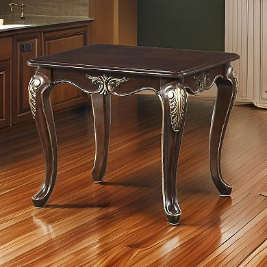 Croy 28 Inch Side End Table, Classic Cabriole Legs, Dark Cherry Brown