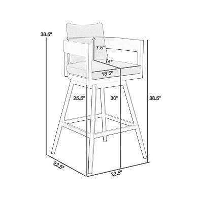 Enya 30 Inch Outdoor Swivel Barstool Chair, Gray Aluminum, Cushions