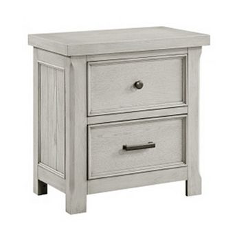 Myna 29 Inch Nightstand With 2 Drawers, Rustic Farmhouse White Oak Veneer