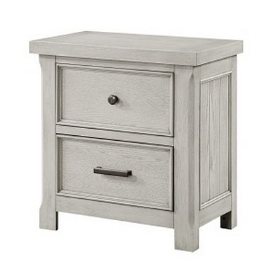 Myna 29 Inch Nightstand With 2 Drawers, Rustic Farmhouse White Oak Veneer