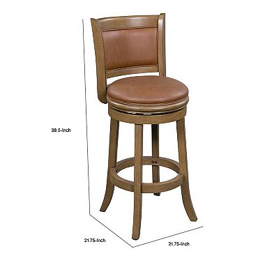 Haley 26 Inch Swivel Counter Height Chair Chestnut Brown Wood, Faux Leather