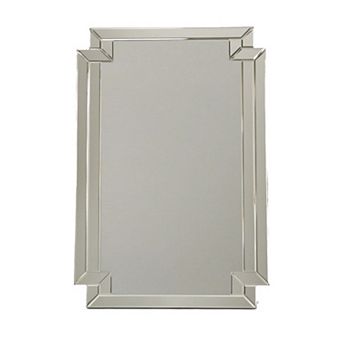Accent Mirror With Intersected Beveled Frame, Silver