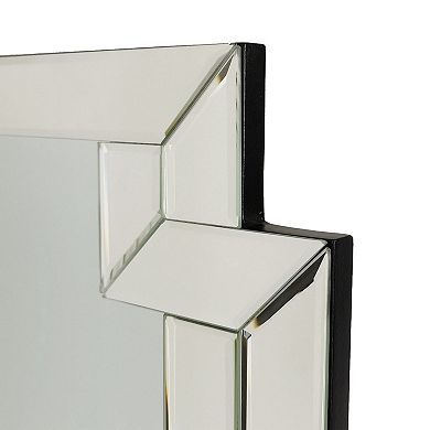 Accent Mirror With Intersected Beveled Frame, Silver