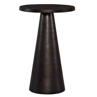 20 Inch Round Accent Table, Tapered Round Pedestal, Dark Bronze Aluminum