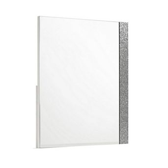 Ara 33 X 39 Dresser Mirror, Crystal Accents, White Glossy Laminate Finish