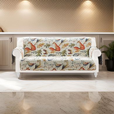 Sofa Cover Furniture Protector, Owl, Songbird Print, Polyester Multicolor