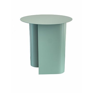 Rati 19 Inch Side End Table With Magazine Rack, Round Top, Green Finish