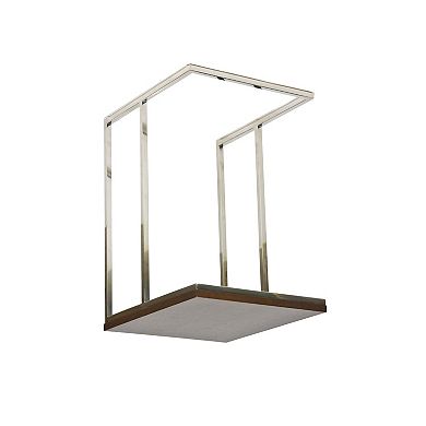 Zen 23 Inch Side Table, Espresso Brown Rectangular Tray Top, C Shape Chrome