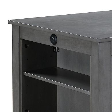 Ham 36 Inch Counter Height Small Dining Table With Shelves, Usb Port, Gray