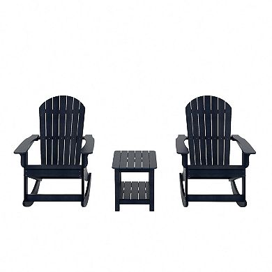 Westintrends 3-piece Outdoor/patio Hips All-weather Adirondack Rocking Chair With Side Table