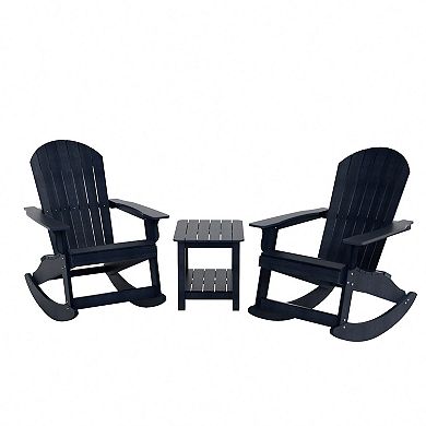 Westintrends 3-piece Outdoor/patio Hips All-weather Adirondack Rocking Chair With Side Table