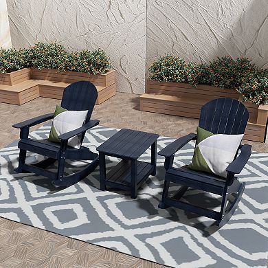 Westintrends 3-piece Outdoor/patio Hips All-weather Adirondack Rocking Chair With Side Table