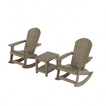Westintrends 3 pc Outdoor/patio Hips All-weather Adirondack Rocking Chair With Side Table