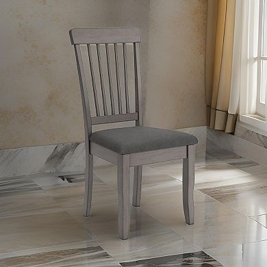 Ora 18 Inch Dining Side Chair, Set Of 2, Modern Spindle Backrest, Gray
