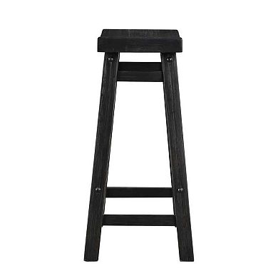 Amber 24 Inch Counter Stool, Ergonomic Saddle Seats, Charcoal Black Wood