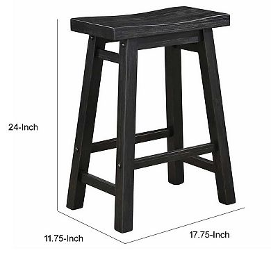 Amber 24 Inch Counter Stool, Ergonomic Saddle Seats, Charcoal Black Wood