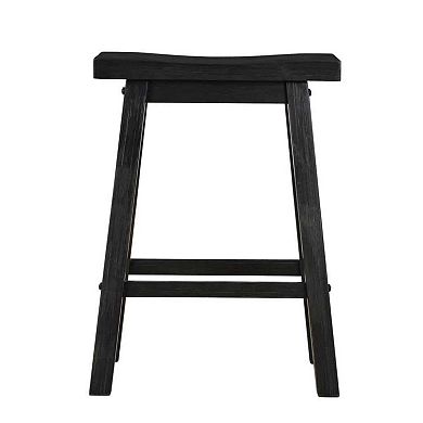 Amber 24 Inch Counter Stool, Ergonomic Saddle Seats, Charcoal Black Wood