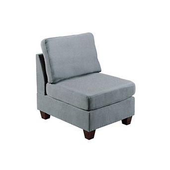 Remy 32 Inch Modular Armless Sofa Chair, Soft Gray Chenille, Solid Wood