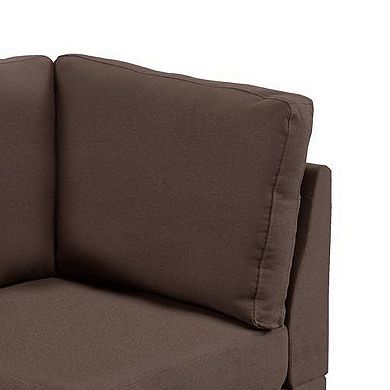 Remy 32 Inch Modular Corner Sofa Chair, Soft Brown Chenille, Solid Wood