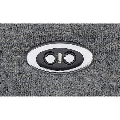 Diko 99 Inch Dual Power Recliner Sofa, Cushioned Tufted Seats, Gray Finish