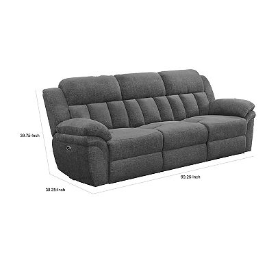 Diko 99 Inch Dual Power Recliner Sofa, Cushioned Tufted Seats, Gray Finish