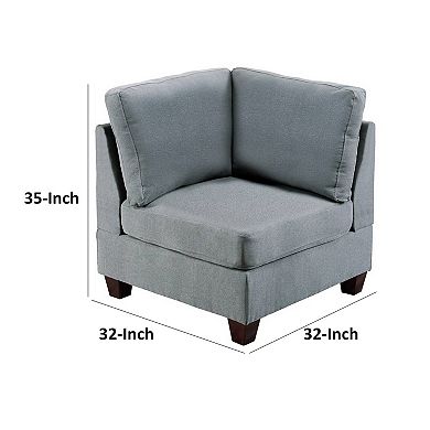 Remy 32 Inch Modular Corner Sofa Chair, Soft Gray Chenille, Solid Wood
