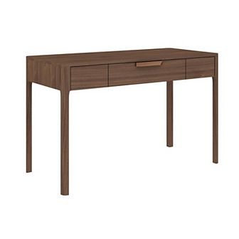 Gemni 47 Inch Office Desk, 1 Drawer, Rectangular, Walnut Brown Wood Finish