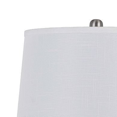 28 Inch Table Lamp Set Of 2, White Shade, Elegant Curved Glass, Metal Base