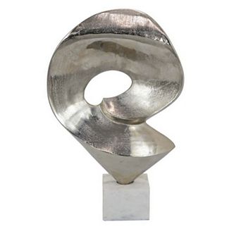 24 Inch Tabletop Home Decor Piece, Modern Art Sculpture, Chrome Metal