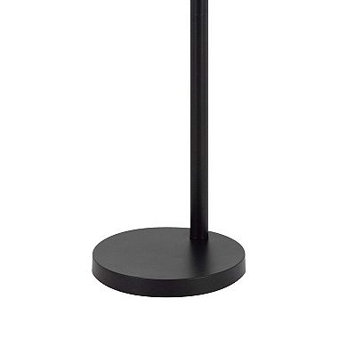 84 Inch Floor Lamp, 3 Tree Style White Drum Shades, Black Metal Finish