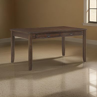 Humpty 60 Inch Dining Table, Rectangular Top, 2 Drawers, Cherry Brown Wood