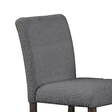 Ghy 25 Inch Dining Side Chair Set Of 2, Gray Textured Upholstery, Brown