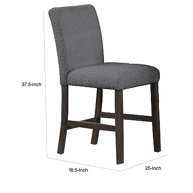 Ghy 25 Inch Dining Side Chair Set Of 2, Gray Textured Upholstery, Brown