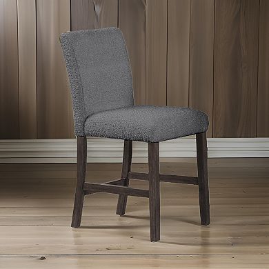 Ghy 25 Inch Dining Side Chair Set Of 2, Gray Textured Upholstery, Brown