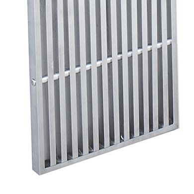 Niki 55 Inch Metal Bench, Slatted, Rectangular Shape, Brushed Silver Steel