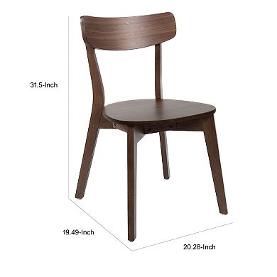 Aby Set of 2 Dining Side Chairs, Wooden Round Seat, Open Panel Back, Walnut Brown