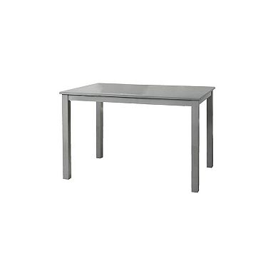 Zory 5pc Dining Table Set With 4 Cushioned Chairs, Beige Burlap, Gray Wood