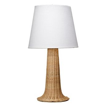 27 Inch Table Lamp, Tree Trunk Base, Tapered Shade, White, Natural Brown