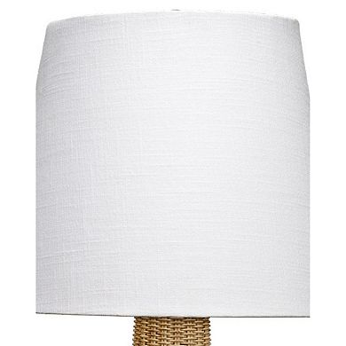 27 Inch Table Lamp, Tree Trunk Base, Tapered Shade, White, Natural Brown
