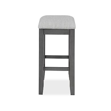 Ruth 25 Inch Counter Height Stool Set Of 2, Beige Polyester Padded, Gray