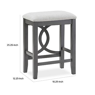 Ruth 25 Inch Counter Height Stool Set Of 2, Beige Polyester Padded, Gray