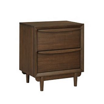 Soly 27 Inch Nightstand, 2 Drawers, Usb Port, Lip Pull Handles, Brown